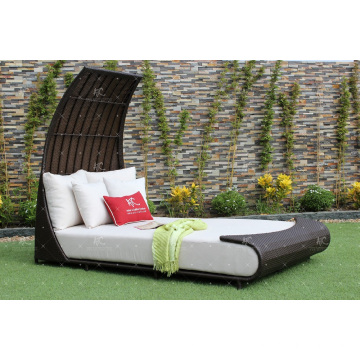 Exclusive Stunning Design Synthetic Poly Rattan Double Daybed ou Sunbed para Jardim ao ar livre Patio Beach Pool Wicker Furniture